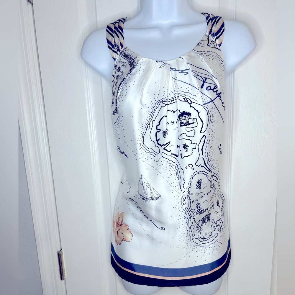 White House Black Market Graphic Sleeveless Top